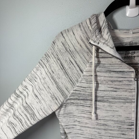 SO Womens Zip Up Knit Hoodie Large Light Heather Gray Lightweight Casual Pockets - Picture 6 of 11
